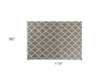 8' X 10' Dark Grey Hand Woven Diamond Pattern Indoor Area Rug - Homeroots