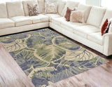 7' X 9'  Wool Blue Or  Green Area Rug - Homeroots
