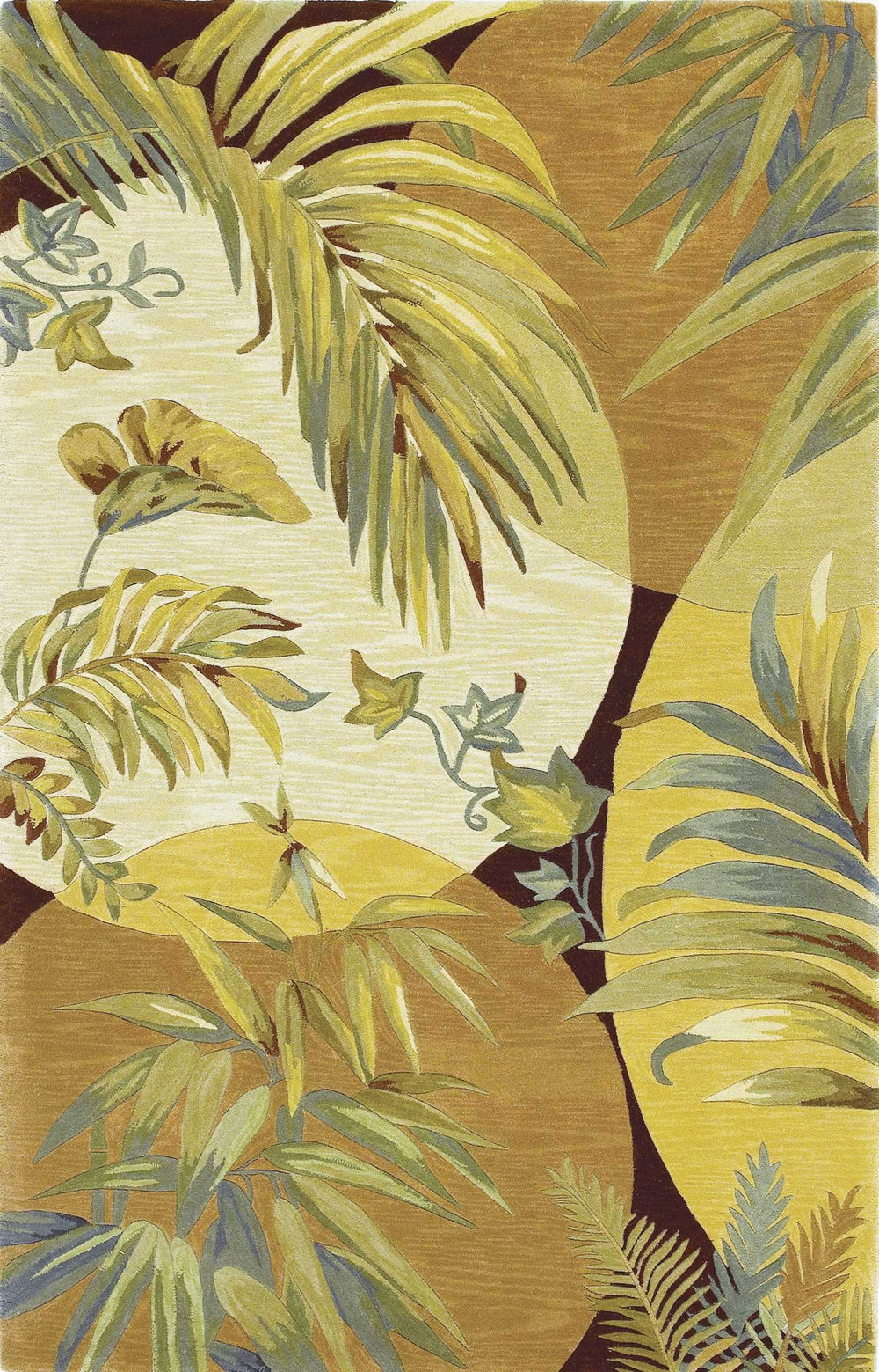 8' X 10' Coral Red Ivory Hand Tufted Tropical Leaves Indoor Area Rug - Homeroots - Flyclothing LLC