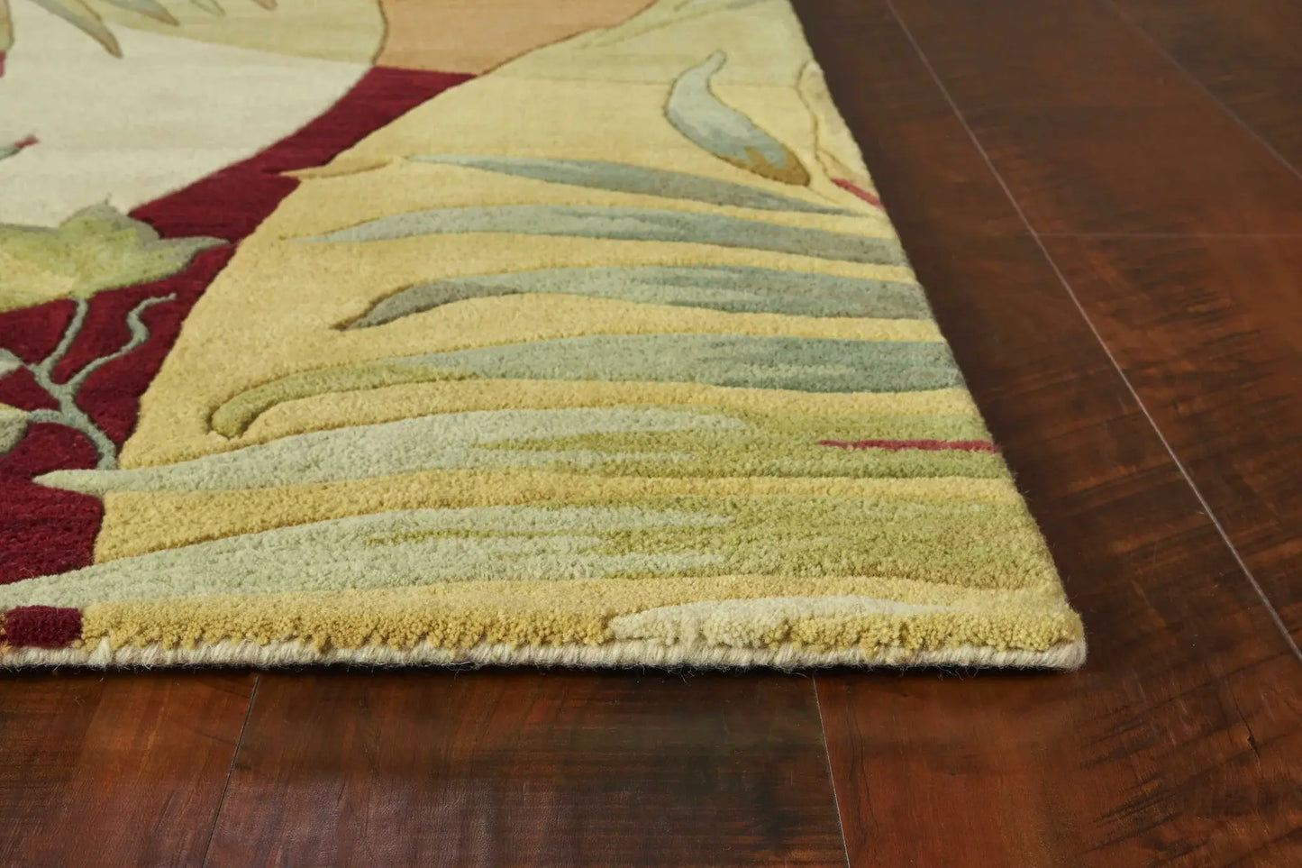 8' X 10' Coral Red Ivory Hand Tufted Tropical Leaves Indoor Area Rug - Homeroots - Flyclothing LLC