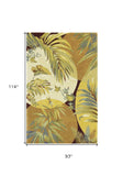 8' X 10' Coral Red Ivory Hand Tufted Tropical Leaves Indoor Area Rug - Homeroots