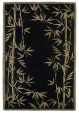 8' X 10' Black Hand Tufted Bordered Bamboo Indoor Area Rug - Homeroots - Flyclothing LLC