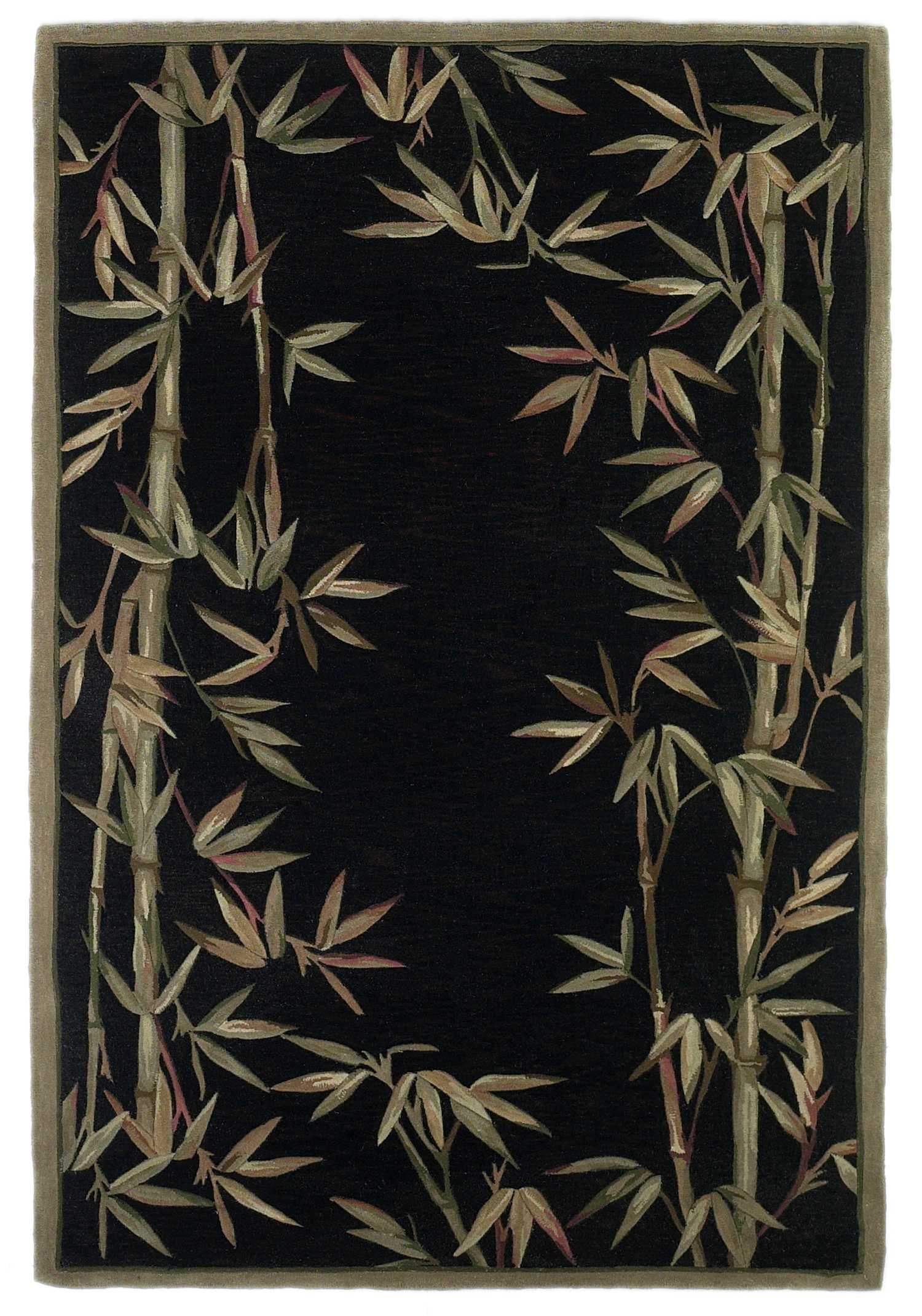 8' X 10' Black Hand Tufted Bordered Bamboo Indoor Area Rug - Homeroots - Flyclothing LLC