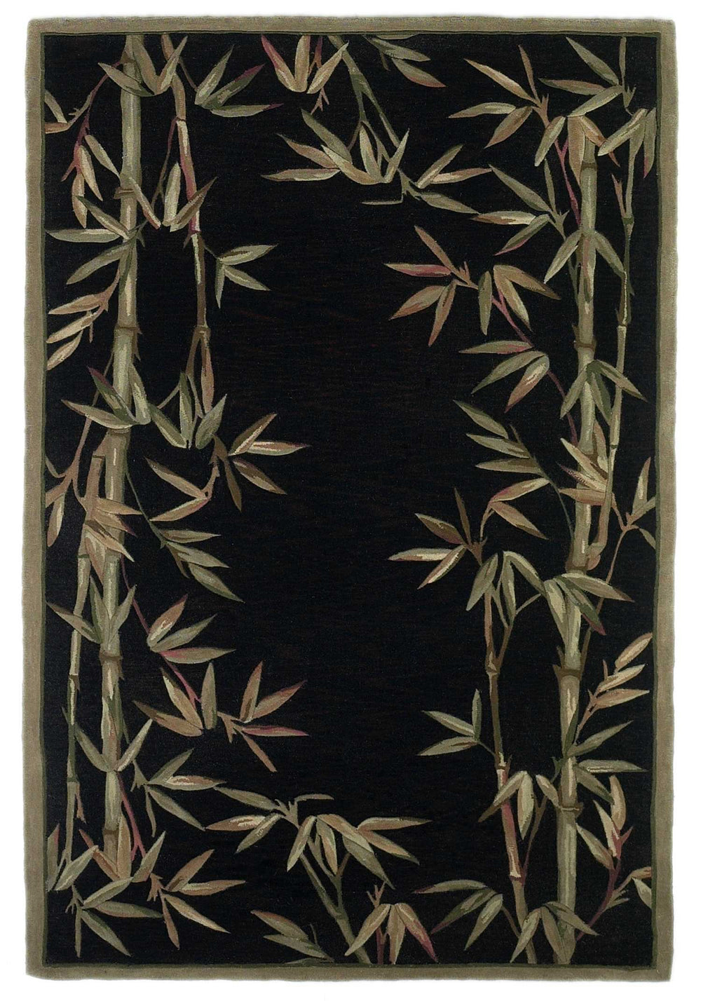 8' X 10' Black Hand Tufted Bordered Bamboo Indoor Area Rug - Homeroots - Flyclothing LLC