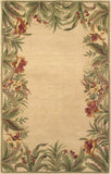 8' X 10' Ivory Hand Tufted Bordered Tropical Plants Indoor Area Rug - Homeroots