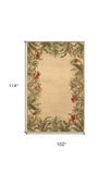 8' X 10' Ivory Hand Tufted Bordered Tropical Plants Indoor Area Rug - Homeroots