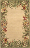8' X 10' Ivory Hand Tufted Bordered Tropical Plants Indoor Area Rug - Homeroots