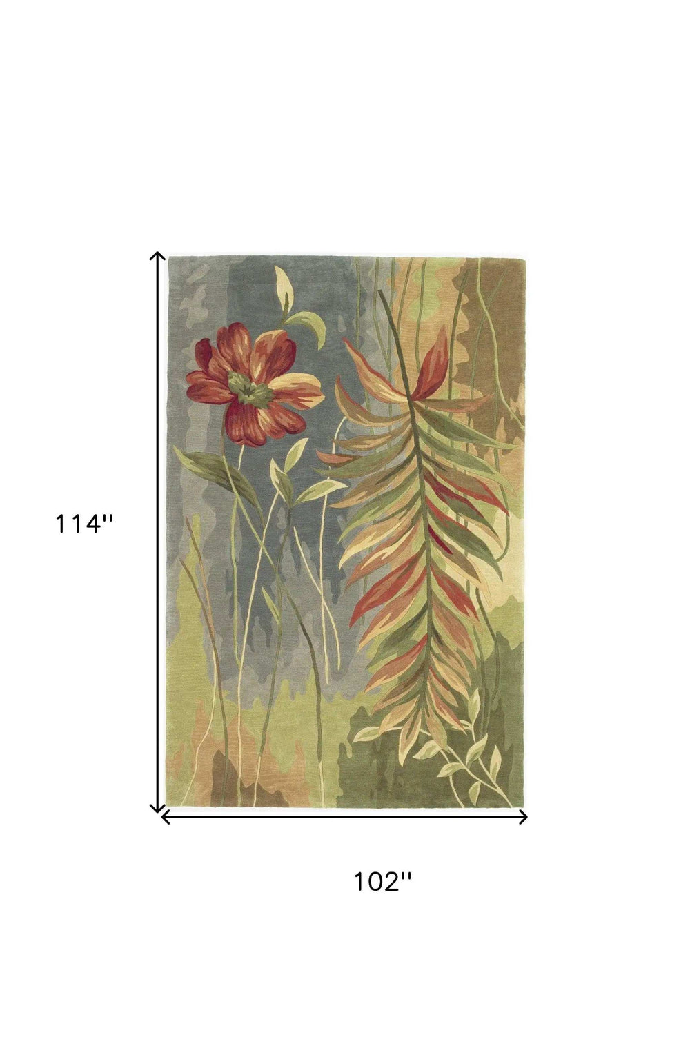 8' X 10' Blue Green Hand Tufted Tropical Plant Indoor Area Rug - Homeroots - Flyclothing LLC