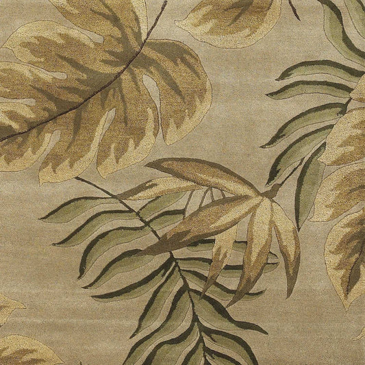 8' X 11' Sand Beige Hand Tufted Tropical Leaves Indoor Area Rug - Homeroots - Flyclothing LLC