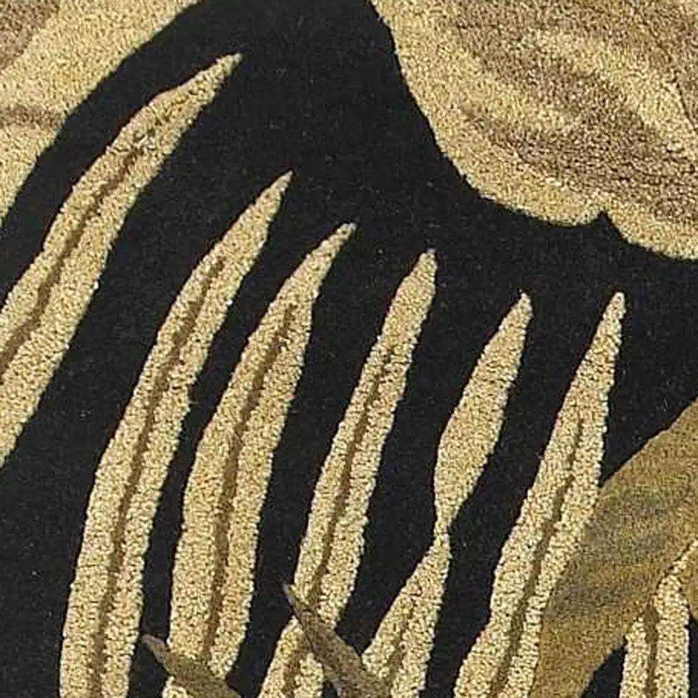 8' X 11' Midnight Black Hand Tufted Tropical Leaves Indoor Area Rug - Homeroots - Flyclothing LLC