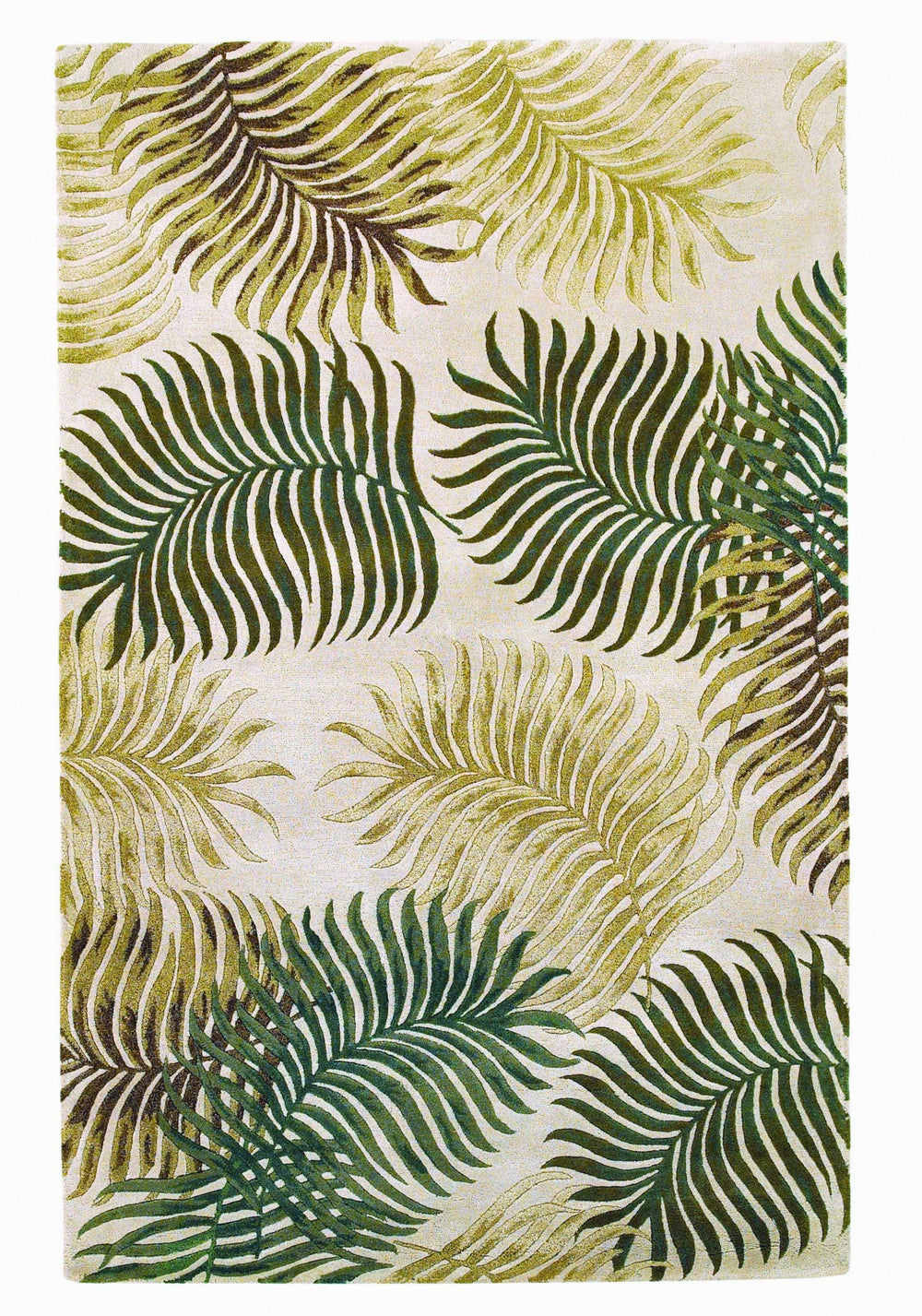 8' X 11' Natural Beige Hand Tufted Tropical Leaves Indoor Area Rug - Homeroots