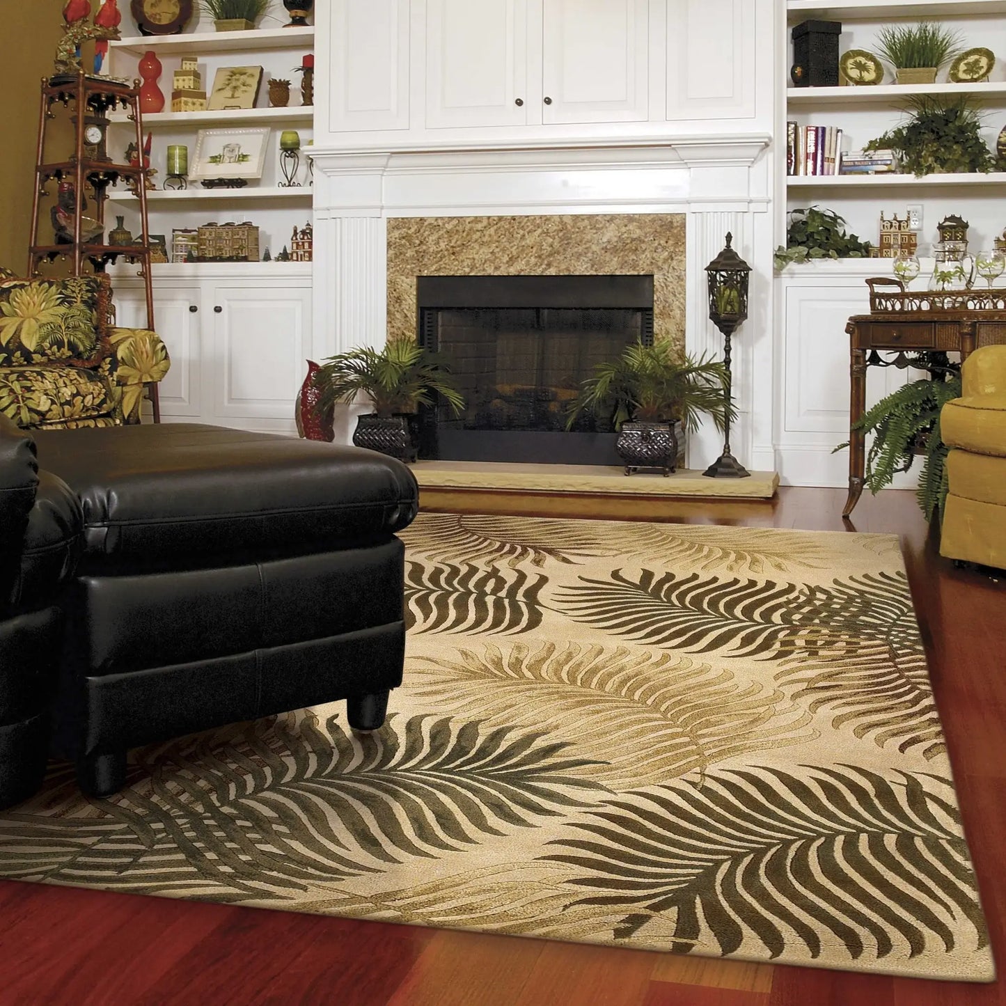 8' X 11' Natural Beige Hand Tufted Tropical Leaves Indoor Area Rug - Homeroots - Flyclothing LLC