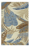 8' X 11' Ivory and Blue Wool Tropical Botanical Hand Tufted Area Rug - Homeroots