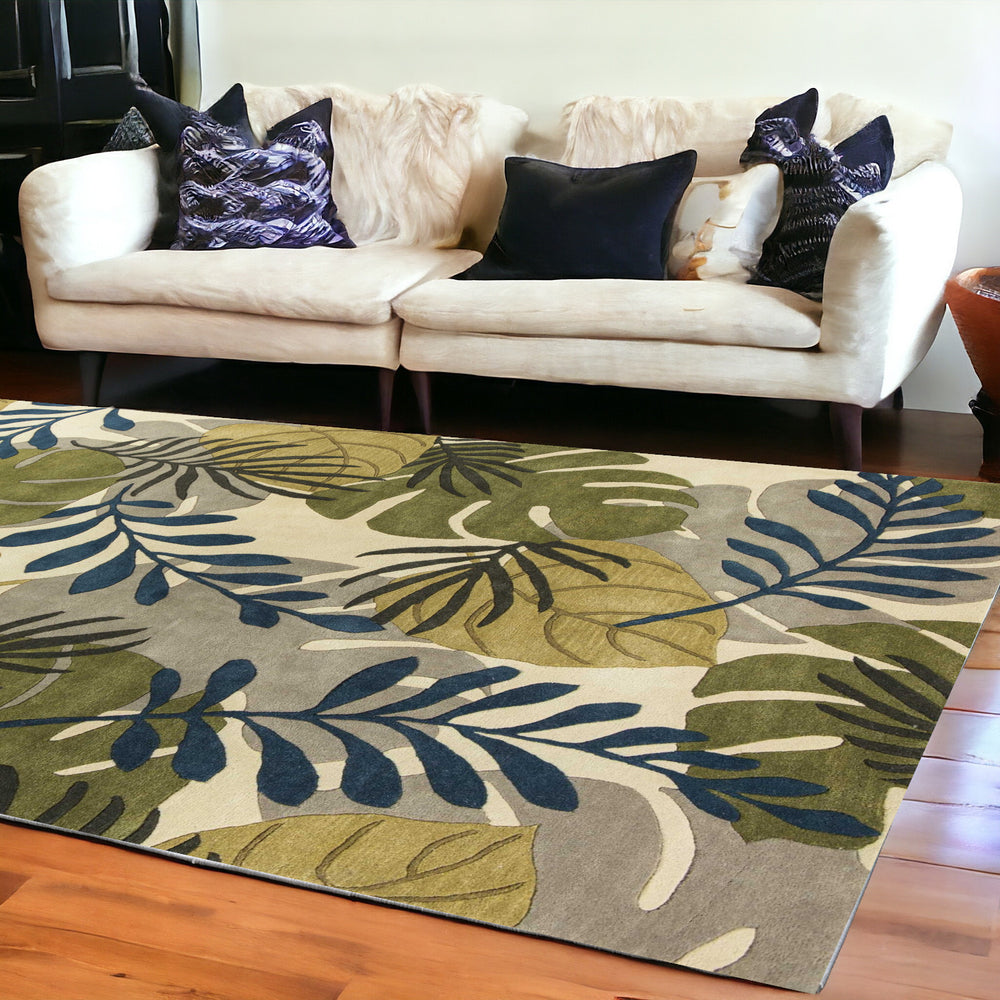 8' X 11' Ivory Wool Handmade Area Rug - Homeroots