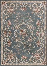 9' X 12' Slate Blue and Ivory Floral Area Rug - Homeroots - Flyclothing LLC