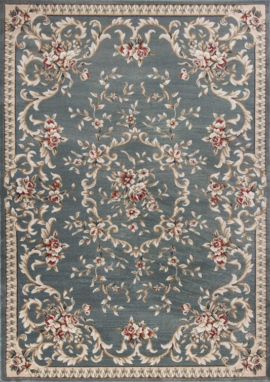 9' X 12' Slate Blue and Ivory Floral Area Rug - Homeroots - Flyclothing LLC