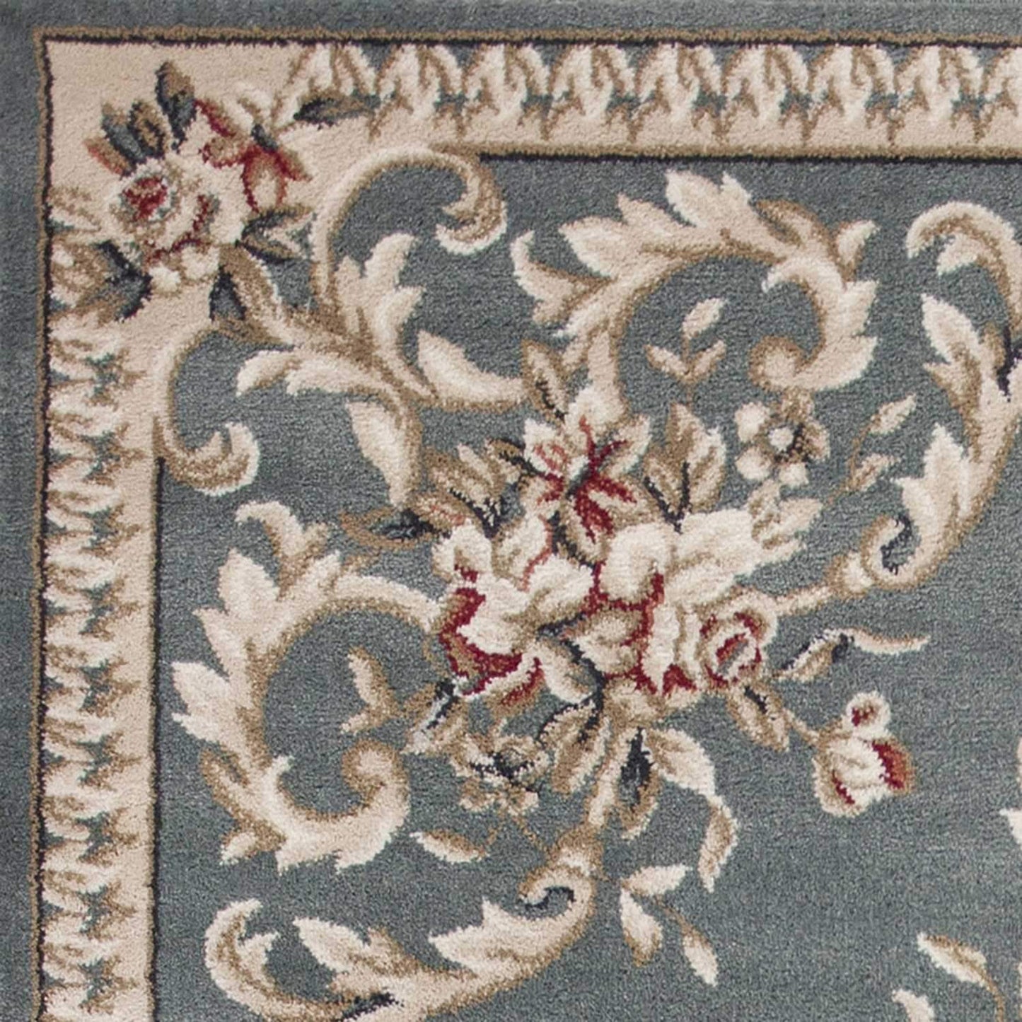 9' X 12' Slate Blue and Ivory Floral Area Rug - Homeroots - Flyclothing LLC