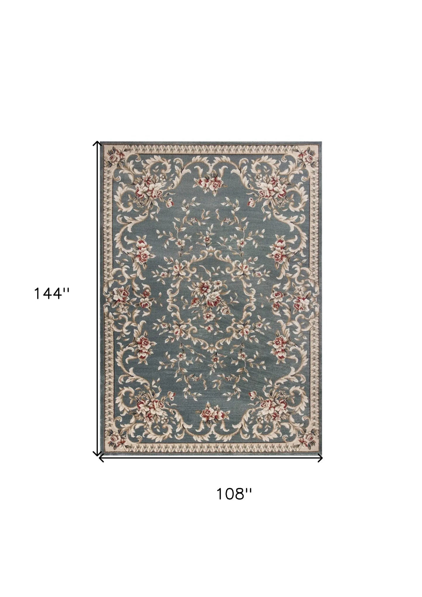 9' X 12' Slate Blue and Ivory Floral Area Rug - Homeroots - Flyclothing LLC