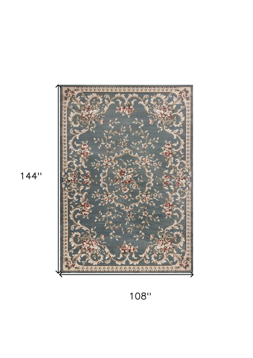 9' X 12' Slate Blue and Ivory Floral Area Rug - Homeroots - Flyclothing LLC