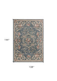 9' X 12' Slate Blue and Ivory Floral Area Rug - Homeroots
