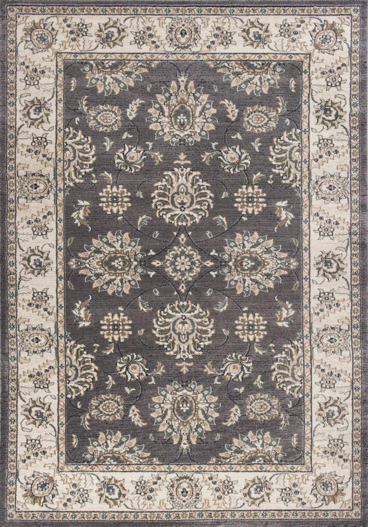 9' X 12' Grey Ivory Bordered Floral Indoor Area Rug - Homeroots - Flyclothing LLC