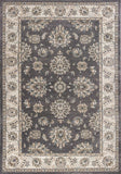 9' X 12' Grey Ivory Bordered Floral Indoor Area Rug - Homeroots
