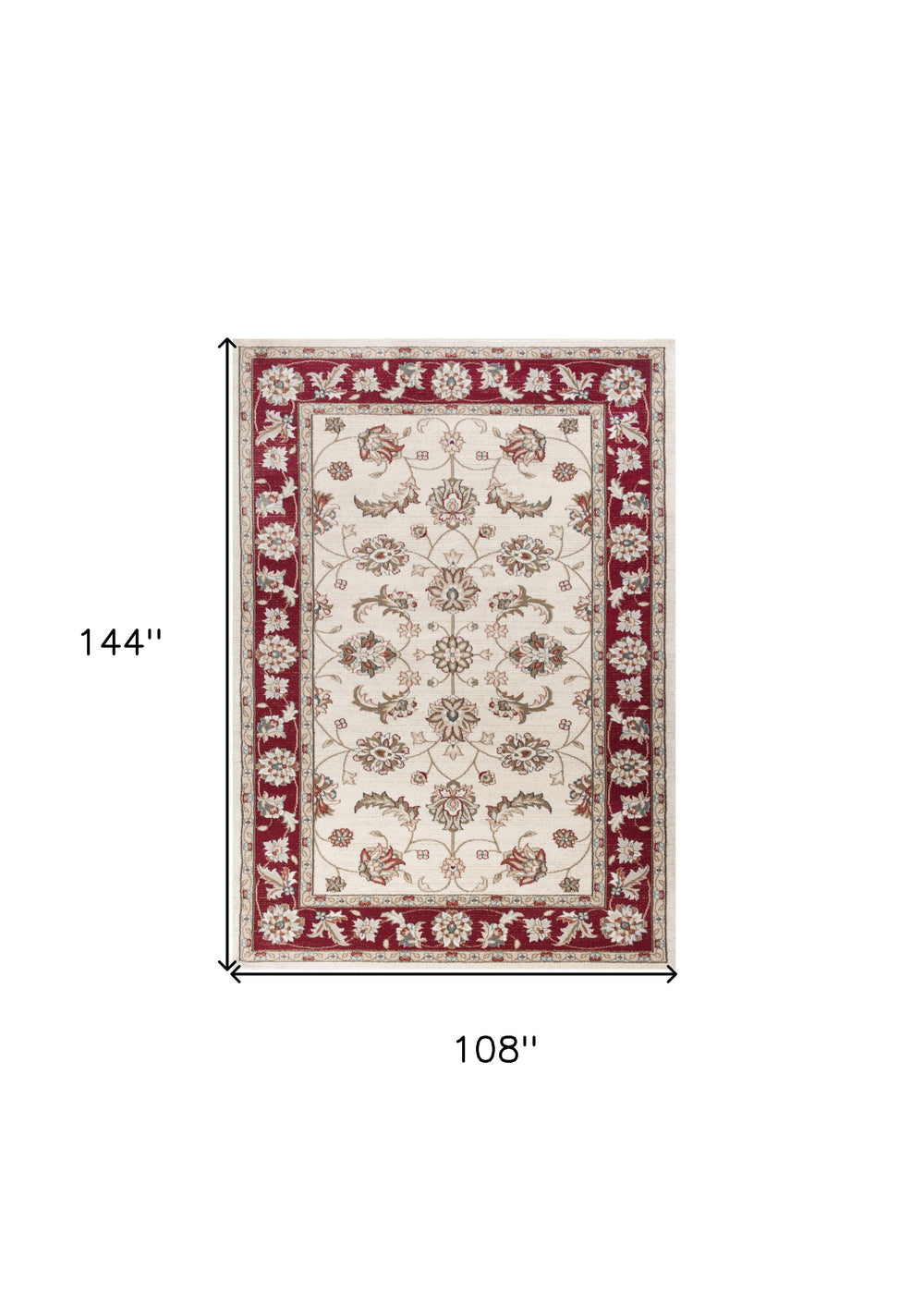 9' X 12'  Polypropylene Ivory Or Red Area Rug - Homeroots