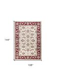 9' X 12'  Polypropylene Ivory Or Red Area Rug - Homeroots