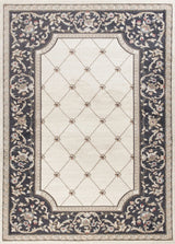9' X 12' Ivory Grey Bordered Floral Indoor Area Rug - Homeroots - Flyclothing LLC