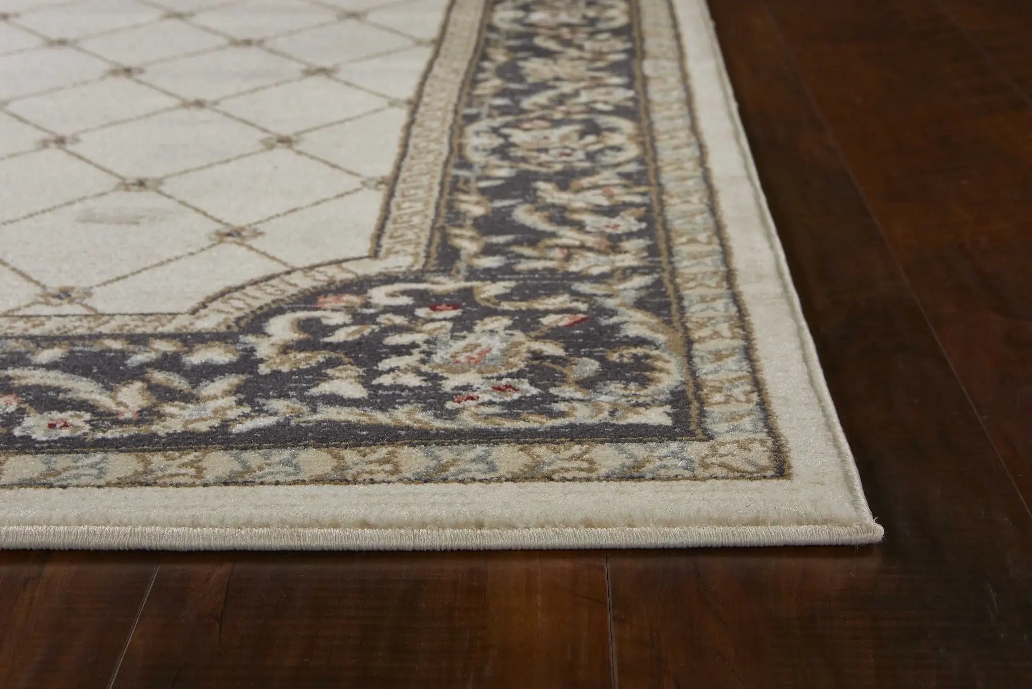 9' X 12' Ivory Grey Bordered Floral Indoor Area Rug - Homeroots - Flyclothing LLC