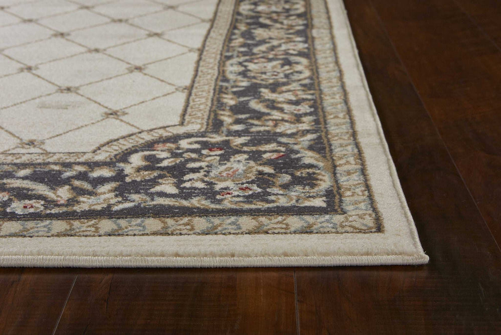 9' X 12' Ivory Grey Bordered Floral Indoor Area Rug - Homeroots - Flyclothing LLC