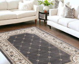 9' X 12'  Polypropylene Grey Or  Ivory  Area Rug - Homeroots