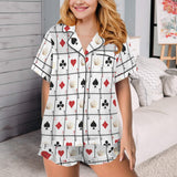 Baha Ranch Vegas Gambling Satin Ruffle Pajama Set