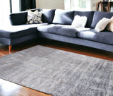 8' X 10' Slate Grey Hand Loomed Abstract Brushstroke Indoor Area Rug - Homeroots