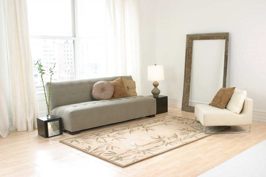 9' X 12' Ivory Hand Tufted Bordered Bamboo Indoor Area Rug - Homeroots - Flyclothing LLC
