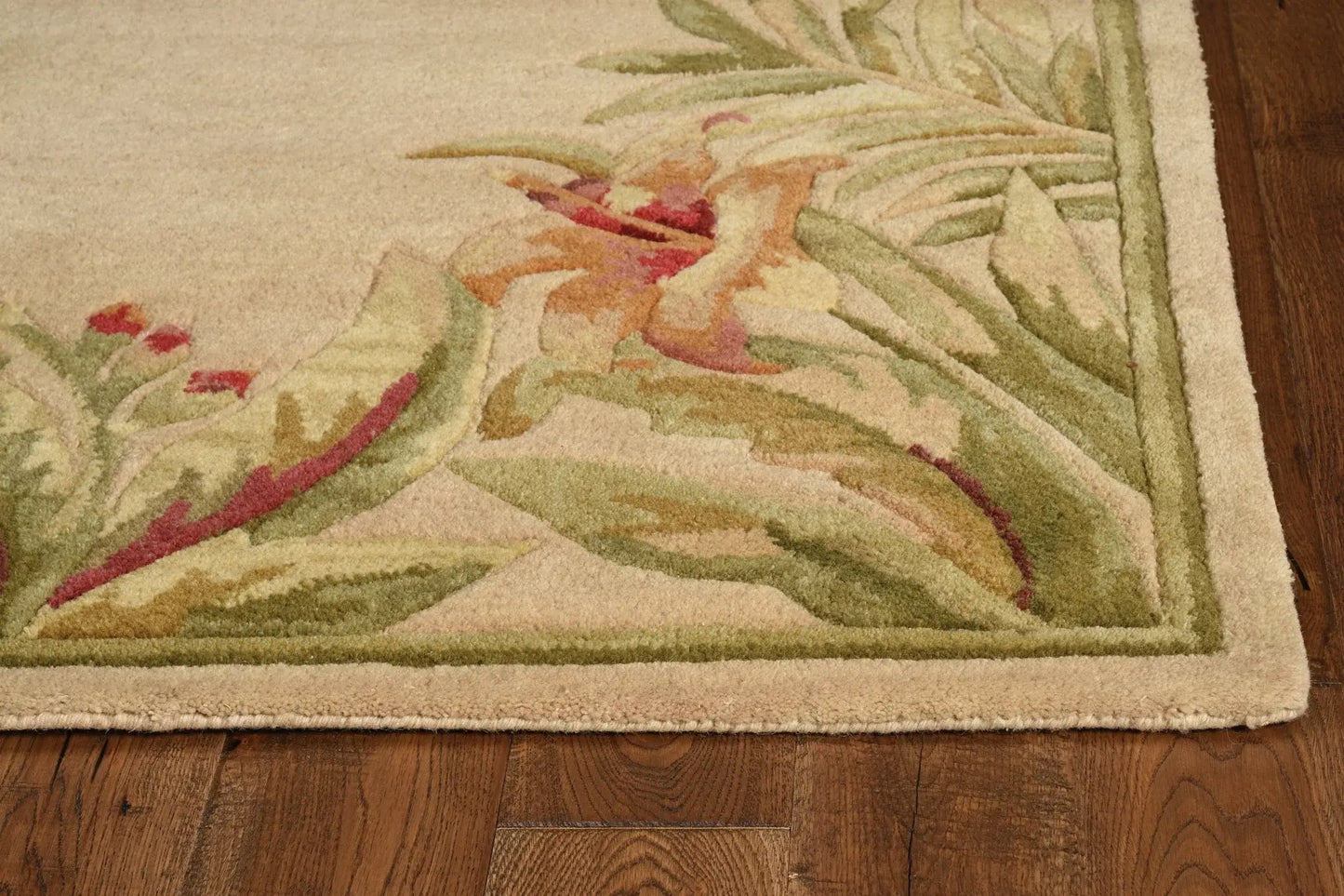 8' X 11' Wool Ivory Tropical Greenery Area Rug - Homeroots - Flyclothing LLC