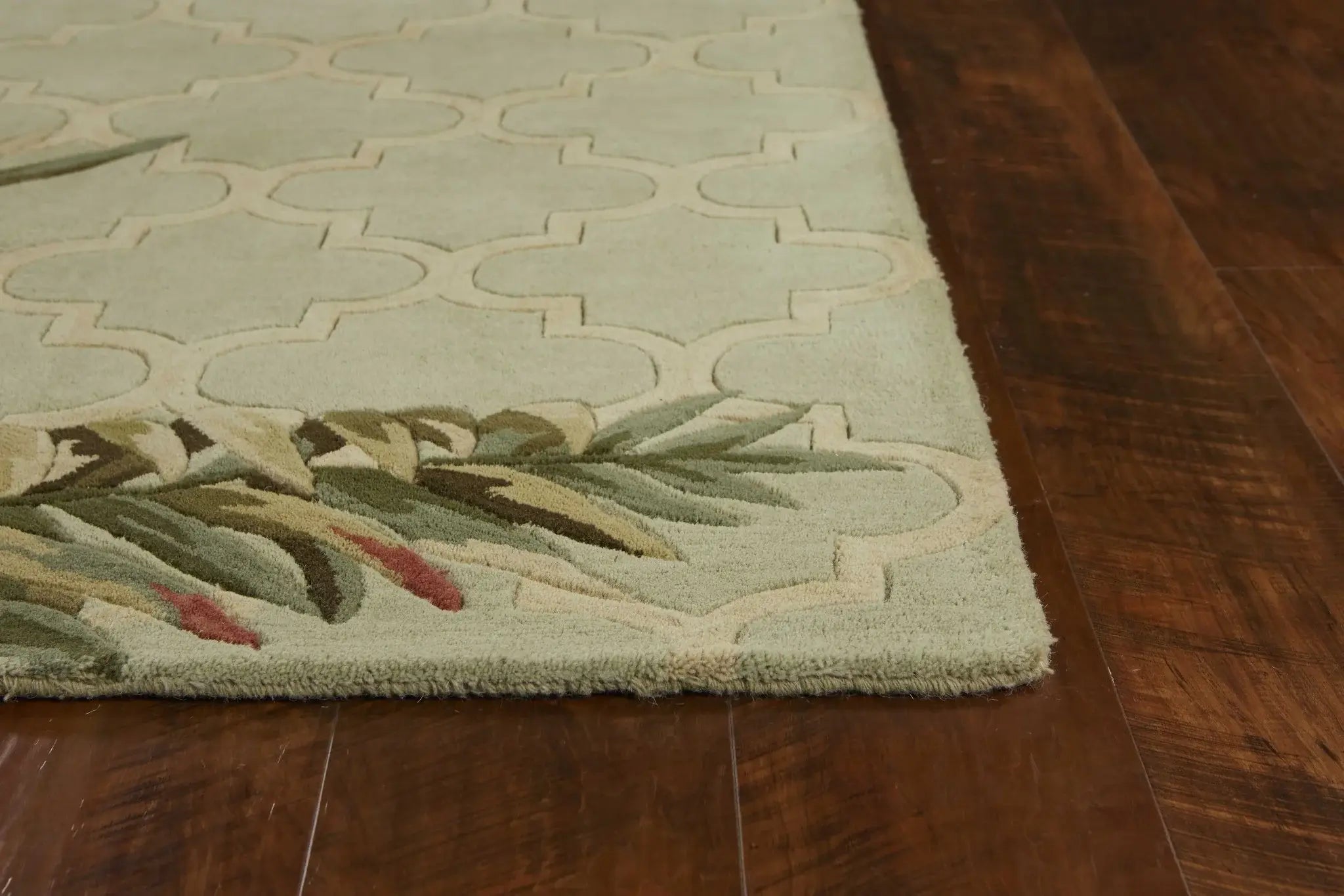 9' X 12' Sage Green Hand Tufted Tropical Quatrefoil Indoor Area Rug - Homeroots - Flyclothing LLC