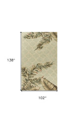 9' X 12' Sage Green Hand Tufted Tropical Quatrefoil Indoor Area Rug - Homeroots - Flyclothing LLC