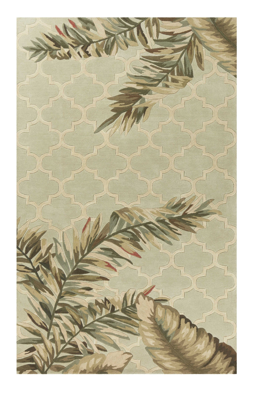 9' X 12' Sage Green Hand Tufted Tropical Quatrefoil Indoor Area Rug - Homeroots