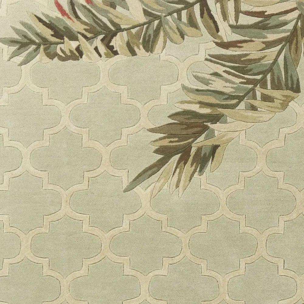 9' X 12' Sage Green Hand Tufted Tropical Quatrefoil Indoor Area Rug - Homeroots - Flyclothing LLC