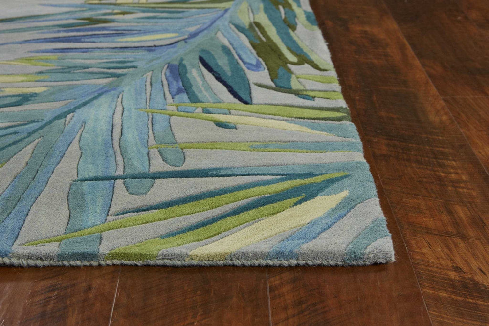 9' X 12' Grey Blue Hand Tufted Tropical Palms Indoor Area Rug - Homeroots - Flyclothing LLC