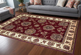 10' X 13' Red Ivory Machine Woven Floral Traditional Indoor Area Rug - Homeroots