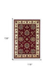 10' X 13' Red Ivory Machine Woven Floral Traditional Indoor Area Rug - Homeroots