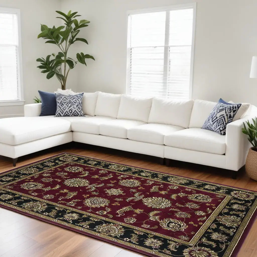 9' X 13' Red and Black Area Rug - Homeroots - Flyclothing LLC