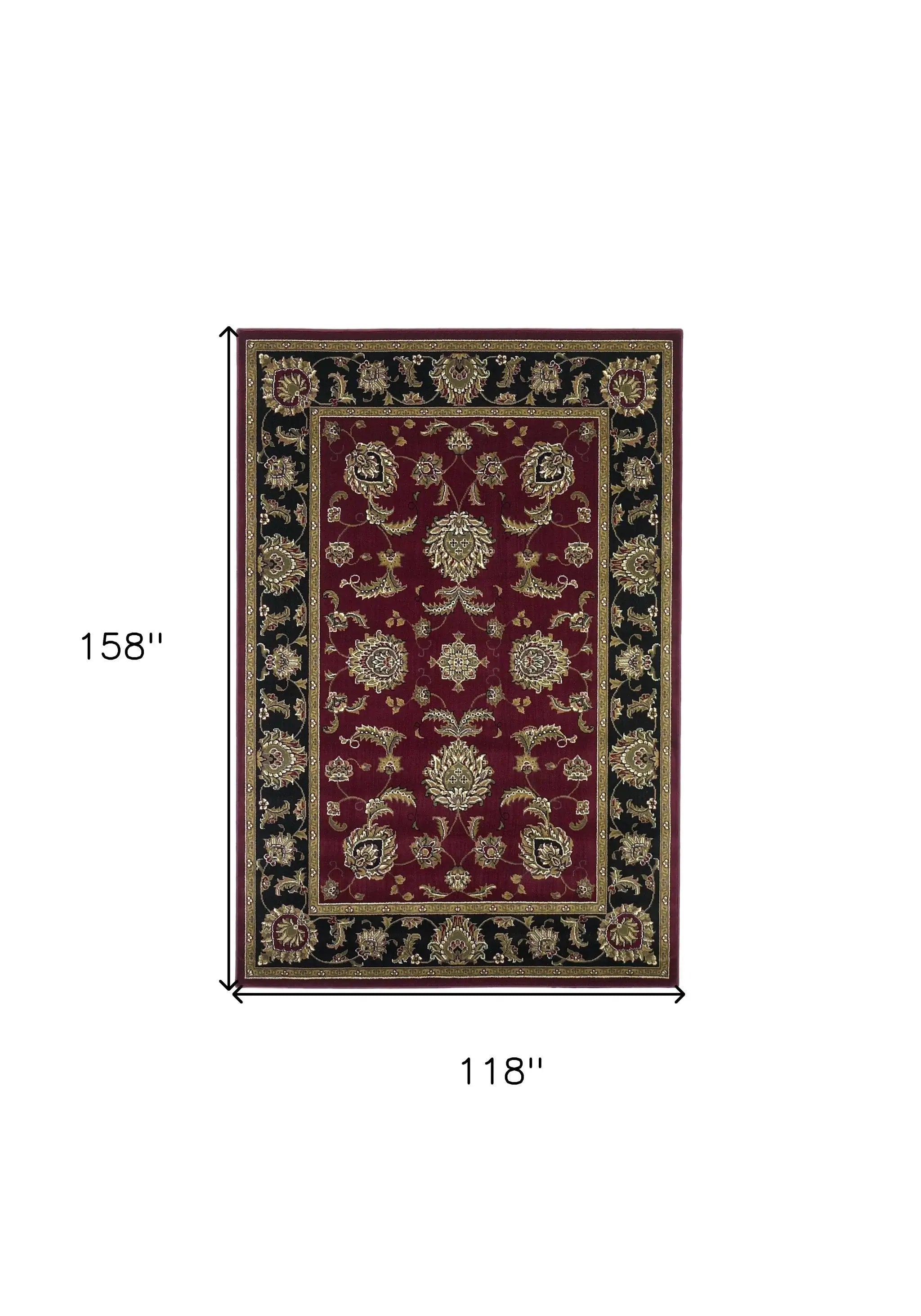 9' X 13' Red and Black Area Rug - Homeroots - Flyclothing LLC
