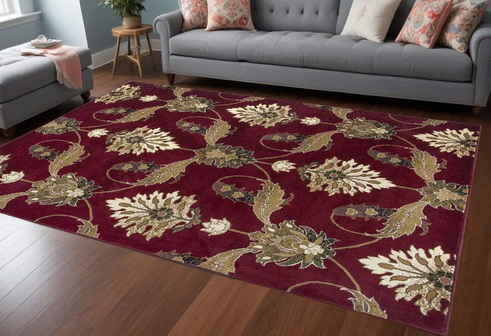 9' X 13' Red Area Rug - Homeroots