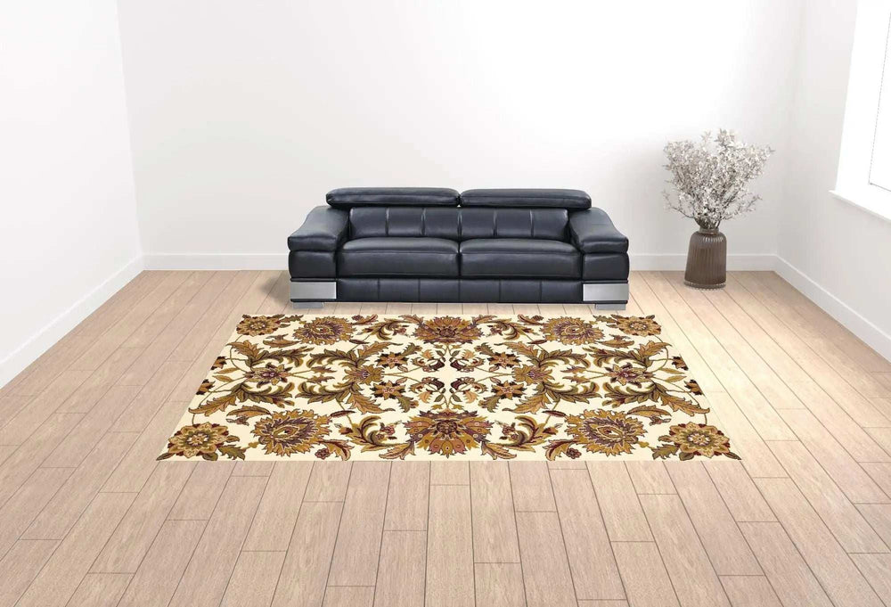 9' X 13' Polypropylene Ivory Or Red Area Rug - Homeroots - Flyclothing LLC