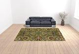 10' X 13' Green Taupe Machine Woven Floral Traditional Indoor Area Rug - Homeroots
