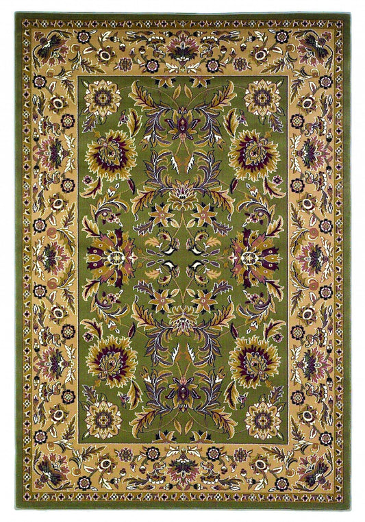10' X 13' Green Taupe Machine Woven Floral Traditional Indoor Area Rug - Homeroots - Flyclothing LLC