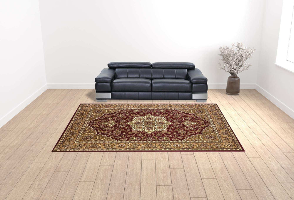 9' X 13' Polypropylene Red Or Beige Area Rug - Homeroots - Flyclothing LLC